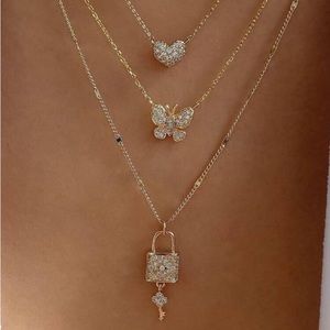Rhinestone Heart Layered Necklace